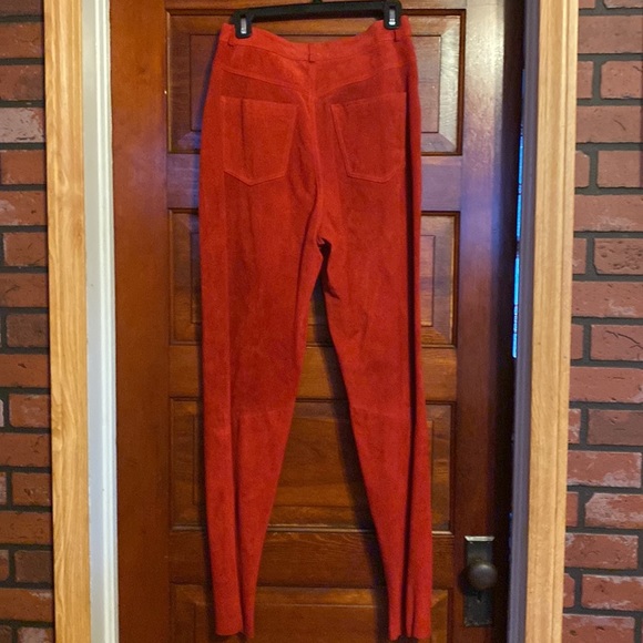 Vintage Red Suede 5 pocket jeans with front zipper - Picture 2 of 3